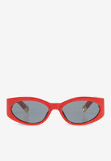 Jacquemus The Ovalo Logo Sunglasses Gray JAC4C8SUN 0-0