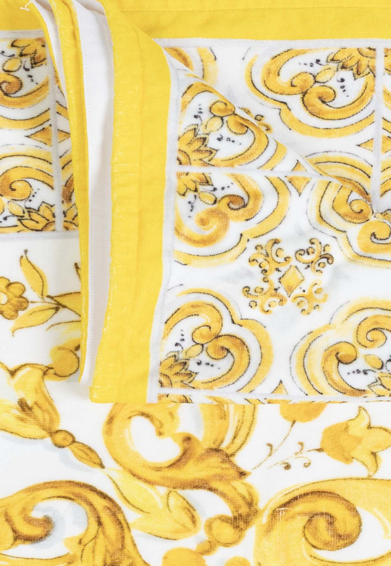 Dolce 
Gabbana Majolica Print Beach Towel Yellow O5A03J ONN82-HG3TN