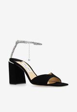 Jimmy Choo Saeda 85 Crystal-Chain Suede Sandals Black SAEDA SANDAL BH 85 EWA-BLACK CRYSTAL