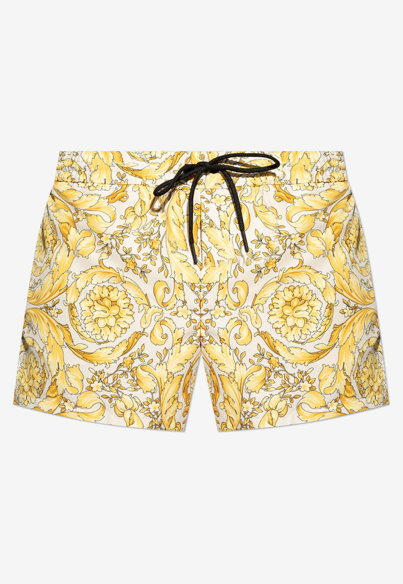 Versace Barocco Print Swim Shorts Yellow KĄPIELOWE ABU05020 1A11356-5K410