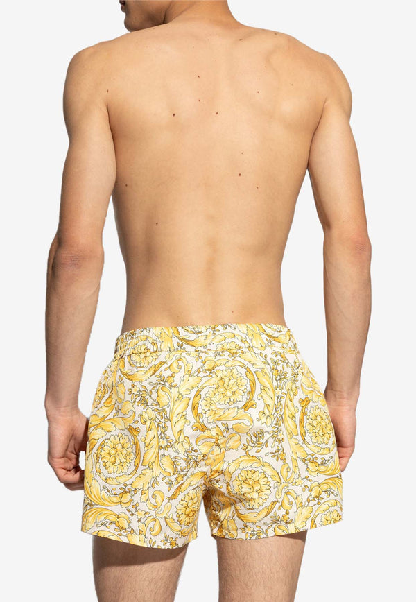 Versace Barocco Print Swim Shorts Yellow KĄPIELOWE ABU05020 1A11356-5K410