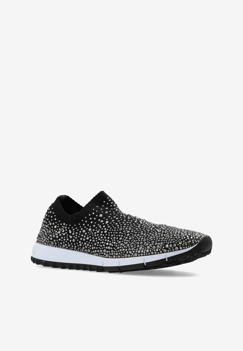 Jimmy Choo Verona Crystal Embellished Slip-On Sneakers Black VERONA ENH-BLACK MIX