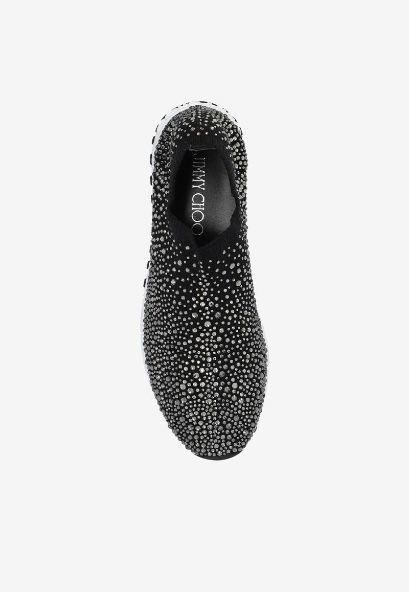 Jimmy Choo Verona Crystal Embellished Slip-On Sneakers Black VERONA ENH-BLACK MIX