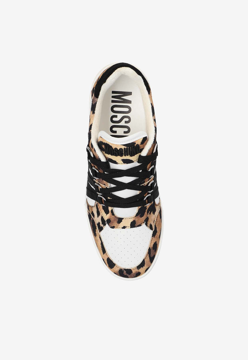 Moschino Streetball Leopard Print Low-Top Sneakers Beige MA15174G1L MI8-30A