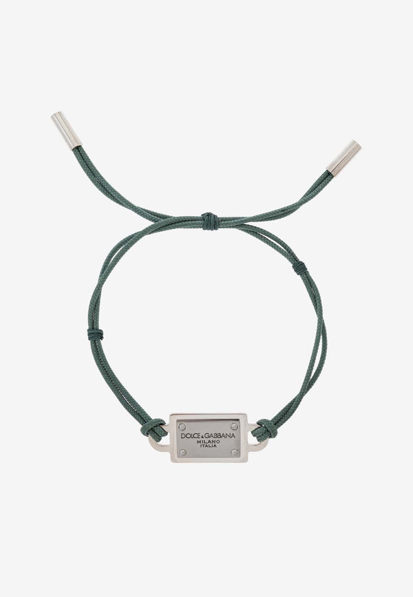 Dolce 
Gabbana Logo Plaque Cord Bracelet Green WBP5T1 W1111-V0153