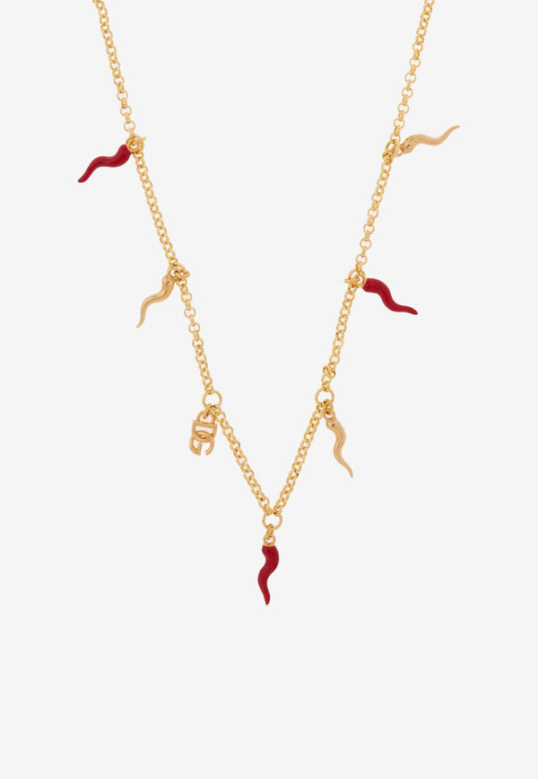 Dolce 
Gabbana DG Horn-Charms Chain Necklace Gold WNQ6C2 W1111-ZOO00