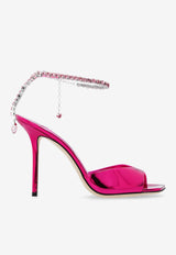 Jimmy Choo Saeda 100 Metallic Leather Sandals Fuchsia SAEDA SANDAL 100 BAQ-FUCHSIA LIGHT ROSE