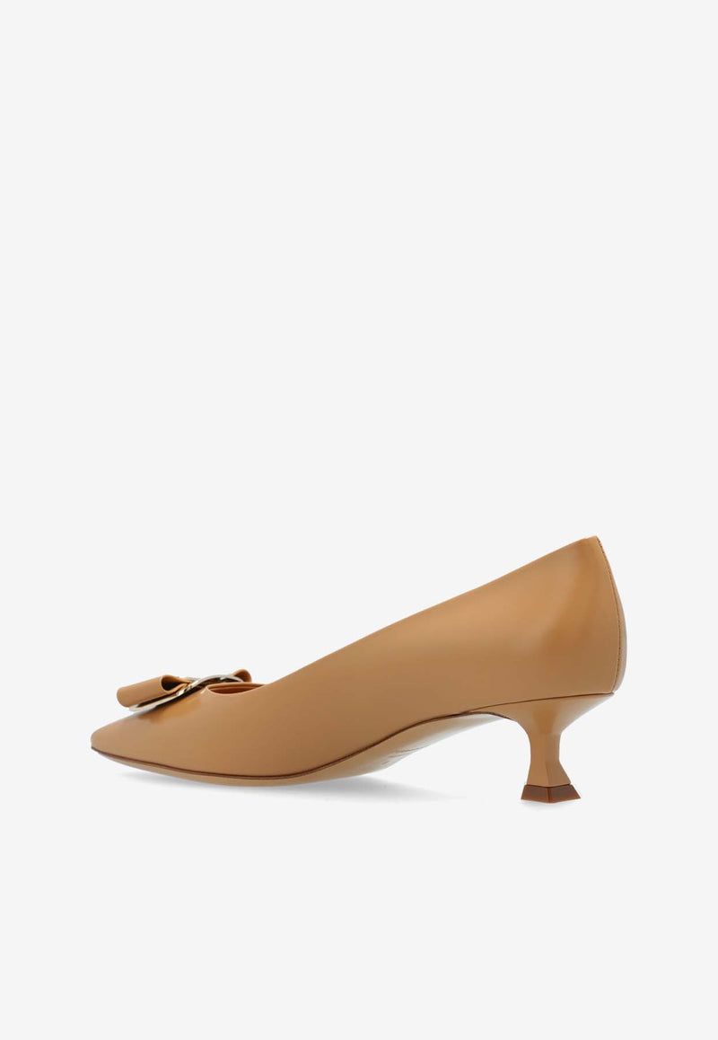 Salvatore Ferragamo Zelma 40 Nappa Leather Pumps Camel 01H450 ZELMA 40 774889-LIGHT CAMEL