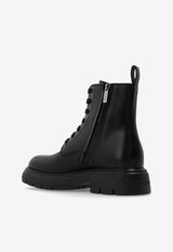 Salvatore Ferragamo Dionne Combat Leather Boots Black 01H399 DIONNE 769797-NERO