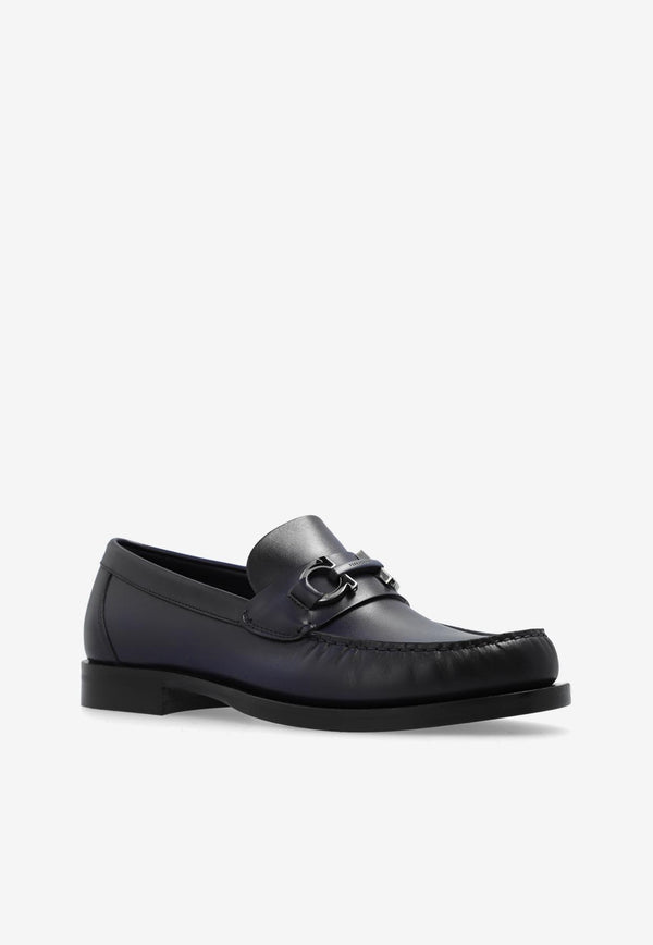 Salvatore Ferragamo Fort Leather Gancini Loafers Midnight Blue 021606 FORT 774218-MIDNIGHT