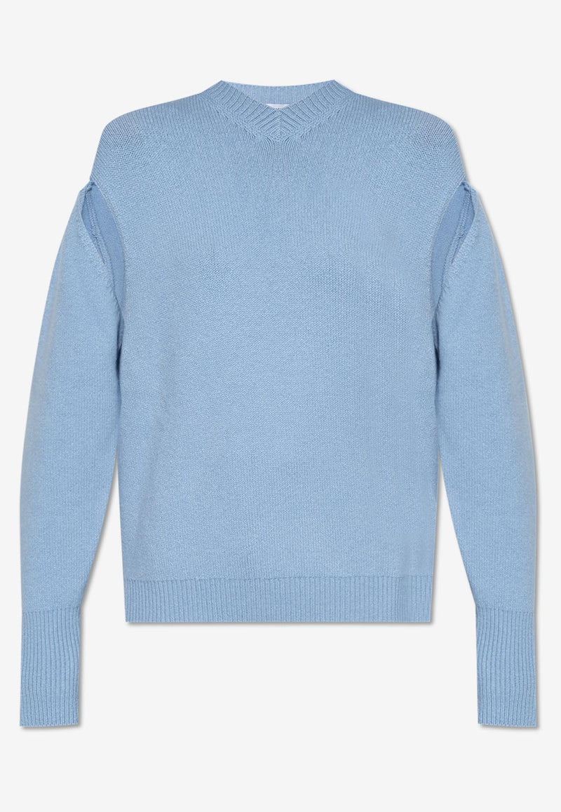 Salvatore Ferragamo V-neck Cashmere Sweater Light Blue 112653 E 776081-LIGHT BLUE