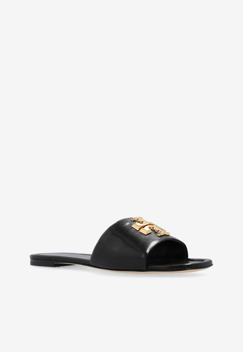 Tory Burch Eleanor Logo Plaque Flat Sandals Black 157966 0-006