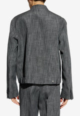 Salvatore Ferragamo Stand-Up Collar Wool-Blend Jacket Gray 143980 B 776417-SALEPEPE