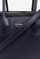 Salvatore Ferragamo Medium Calf Leather Top Handle Bag Midnight Blue 218958 STAR TH 774833-MIDNIGHT