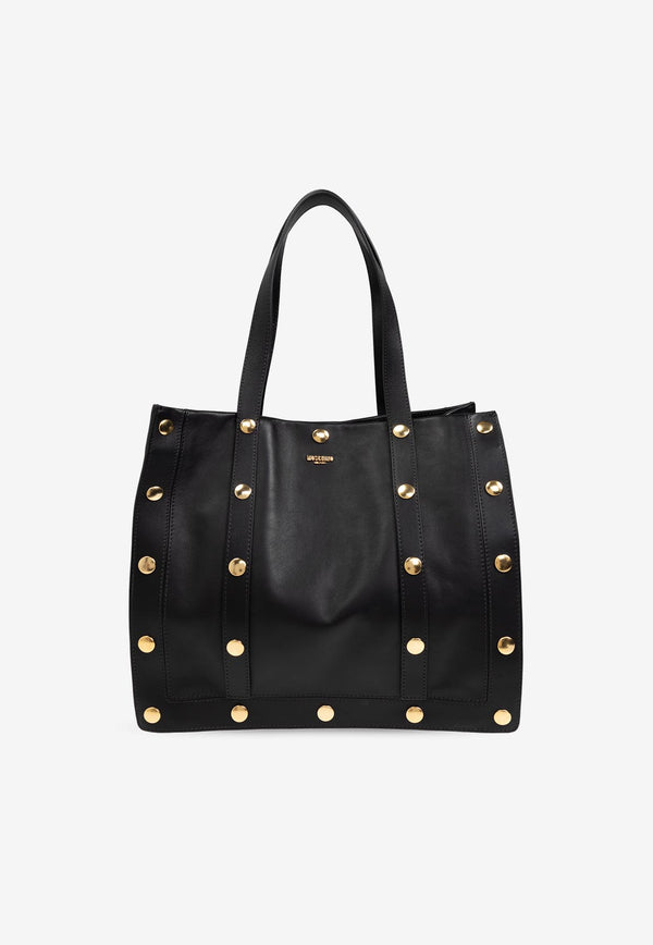 Moschino Large Studded Leather Tote Bag Black 2427 A7329 8008-0555