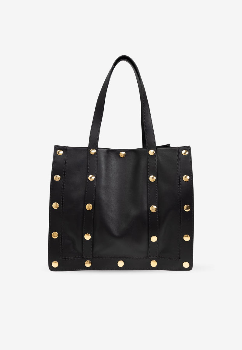 Moschino Large Studded Leather Tote Bag Black 2427 A7329 8008-0555