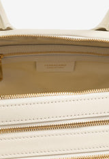 Salvatore Ferragamo Medium Star Calf Leather Top Handle Bag Cream 218958 STAR TH 774832-MASCARPONE