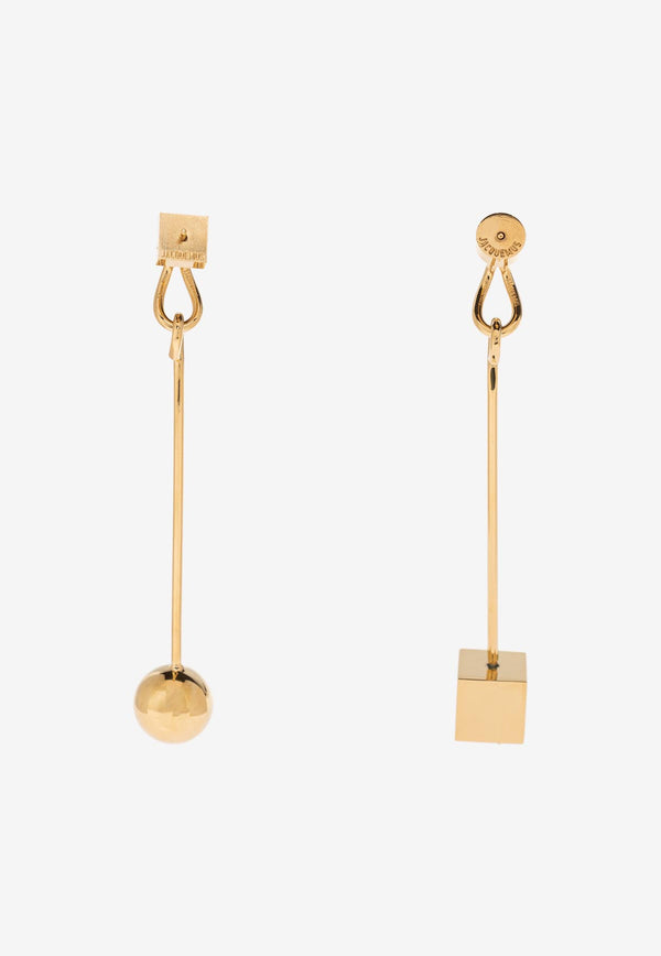 Jacquemus The Nodo Asymmetric Drop Earrings Gold 241JW716 5845-280