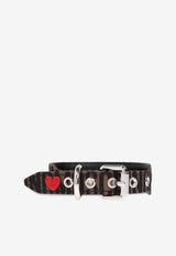 Moschino Logo Jacquard Buckled Dog Collar Brown 2428M A7720 8318-1103