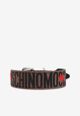 Moschino Logo Jacquard Buckled Dog Collar Brown 2428M A7720 8318-1103