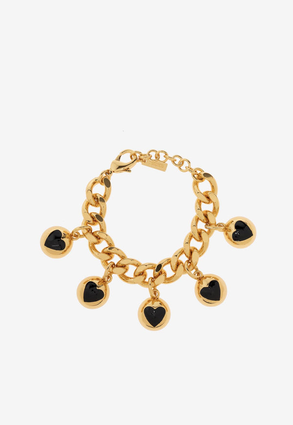 Moschino Heart Buttons Charm Chain Bracelet Gold 24271 A9149 8483-2606