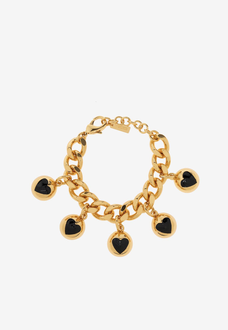 Moschino Heart Buttons Charm Chain Bracelet Gold 24271 A9149 8483-2606