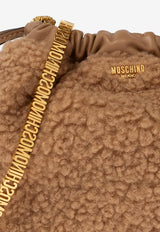 Moschino Logo Lettering Faux Fur Bucket Bag Brown 2427 A7369 8222-0087