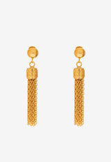 Moschino Logo Embossed Dangling Clip-On Earrings Gold 24271 A9146 8485-0606