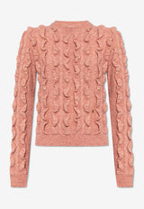 Moschino 3D Ruffles Knitted Sweater Pink 242D J0912 5404-0188