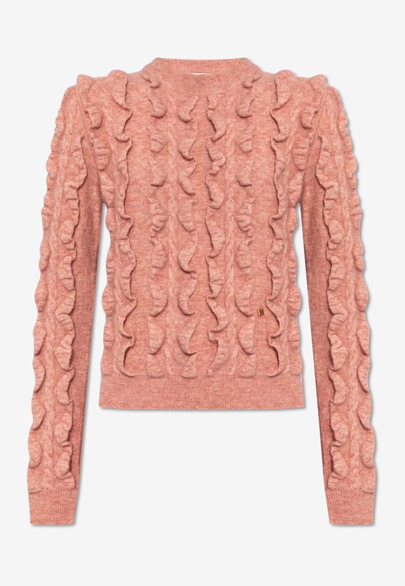 Moschino 3D Ruffles Knitted Sweater Pink 242D J0912 5404-0188