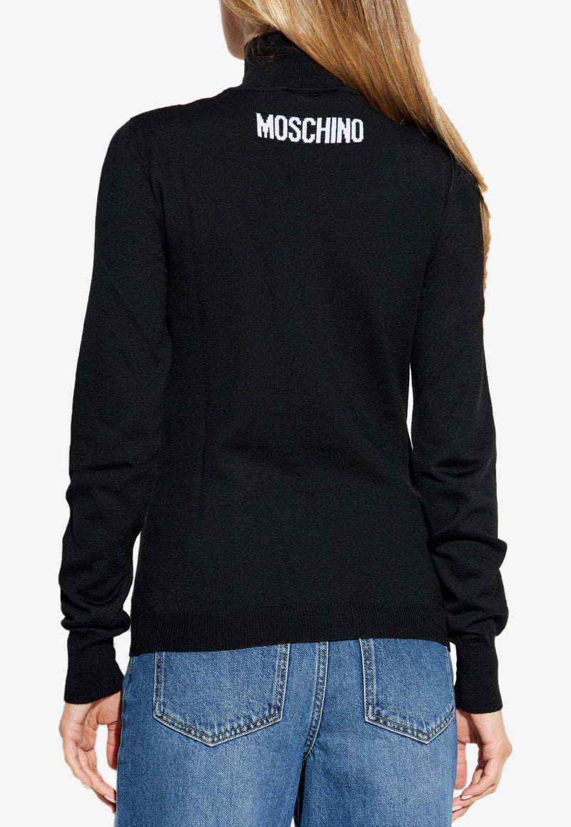 Moschino Slogan High-Neck Sweater Black 242E A0923 5502-1555