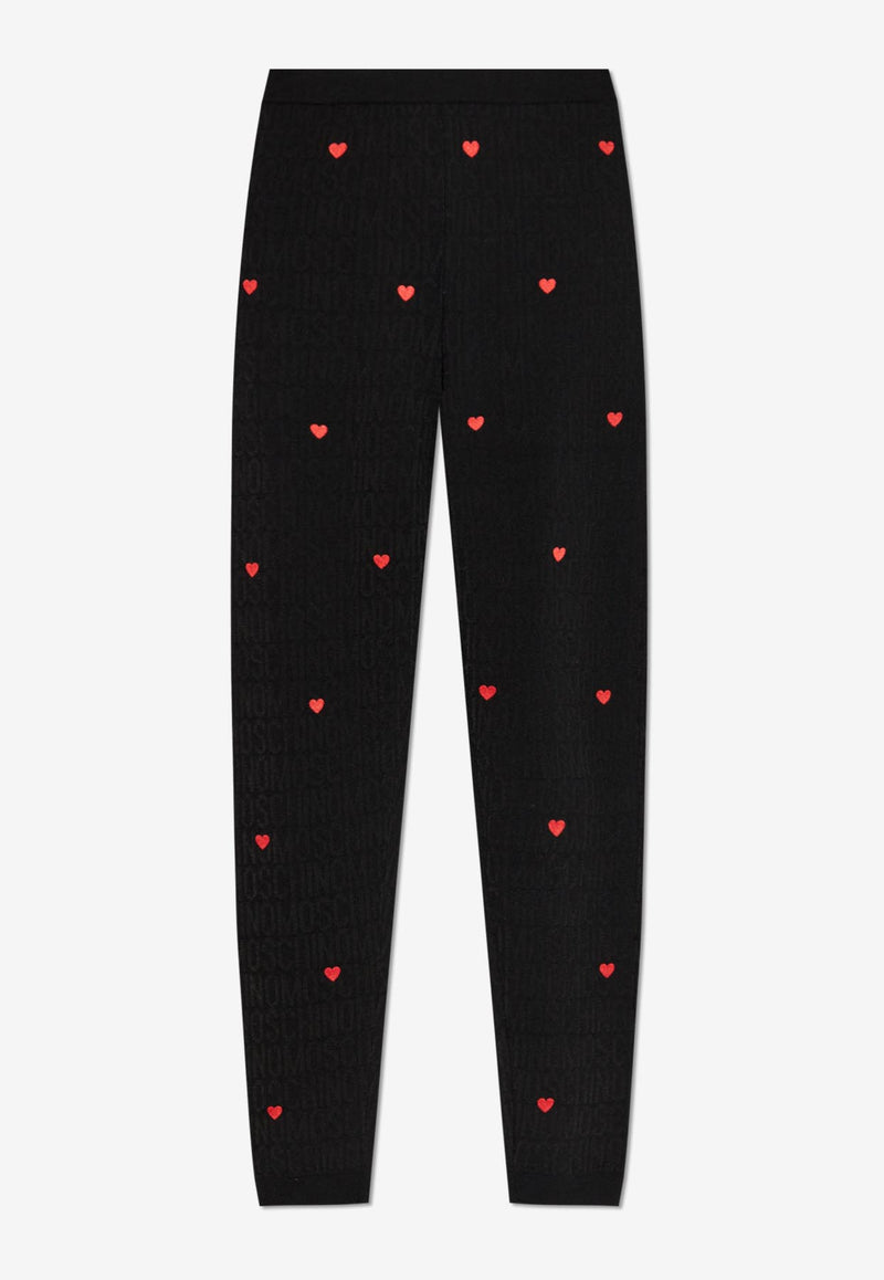 Moschino Heart Print Wool Leggings Black 242EM A0380 7700-1555