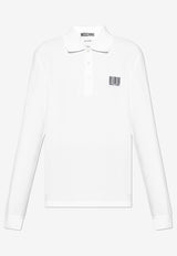 Moschino Barcode Patch Long-Sleeved Polo T-shirt White 242ZZ A1602 5242-0001