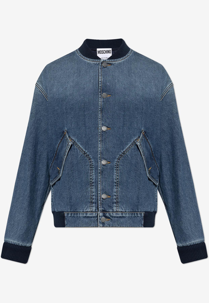 Moschino Denim Bomber Jacket Blue 242ZZ A0624 5222-0295