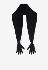 Moschino Brushed Draped Scarf with Gloves Black 242D A3380 5403-0555