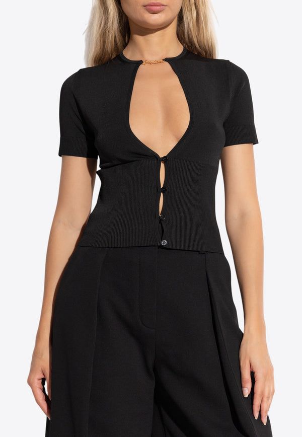 Jacquemus The Pralù Keyhole Short-Sleeved Top Black 243KN470 2358-990