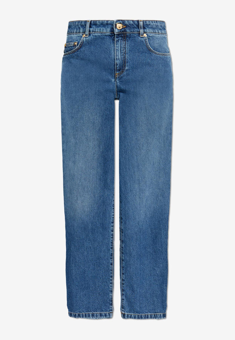 Moschino Distressed Straight-Leg Jeans Blue 242E J0308 5522-0295