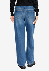 Moschino Distressed Straight-Leg Jeans Blue 242E J0308 5522-0295