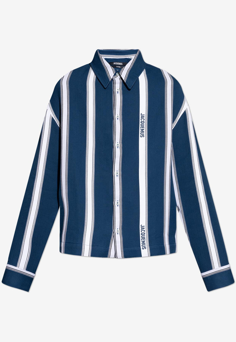 Jacquemus The Papier Striped Button-Up Shirt Blue 246SH013 1655-3EZ