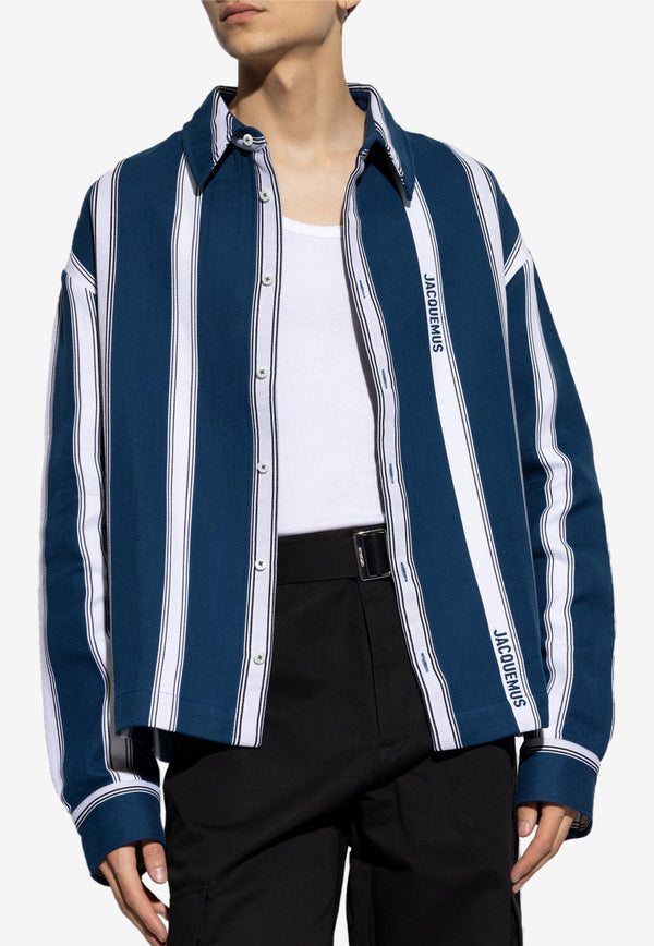 Jacquemus The Papier Striped Button-Up Shirt Blue 246SH013 1655-3EZ