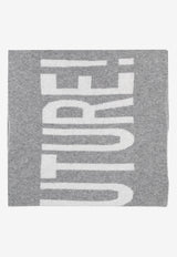 Moschino Logo Intarsia Knit Wool Scarf Gray 50235 M5808-014