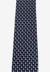 Salvatore Ferragamo Terrier Print Silk Tie Navy 350983 4 VASCO 774004-F BLU SCURO