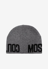 Moschino Logo Intarsia Knit Wool Beanie Gray 60106 M5809-015