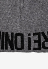 Moschino Logo Intarsia Knit Wool Beanie Gray 60106 M5809-015