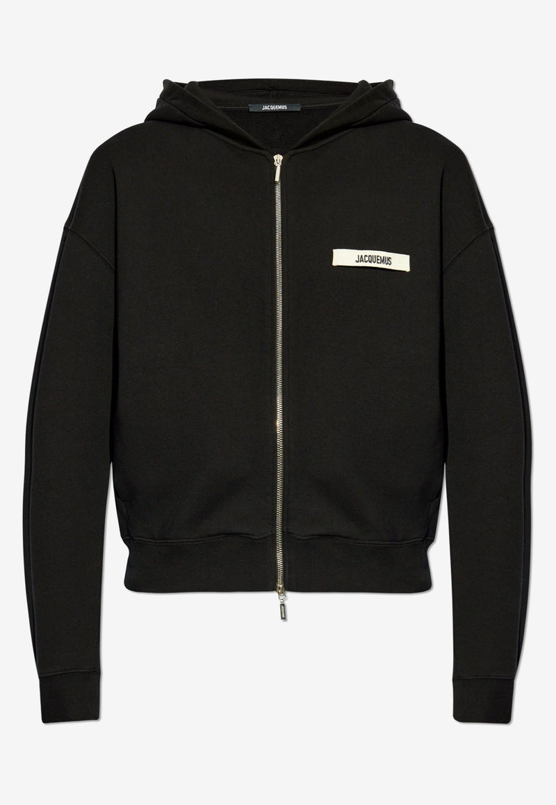 Jacquemus The Gros-Grain Zip-Up Hooded Sweatshirt Black 246JS257 2036-990