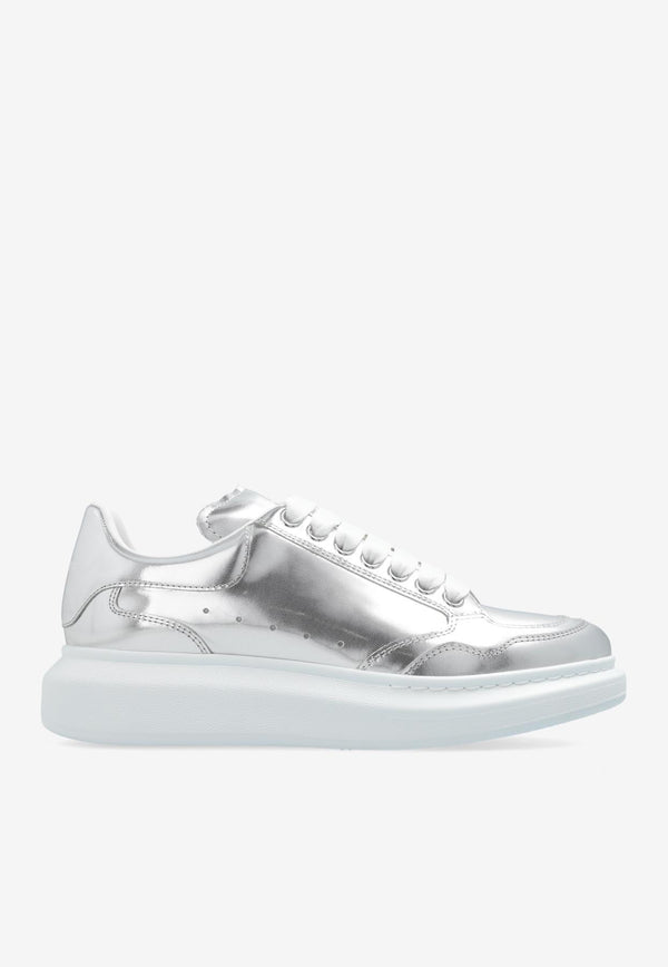 Alexander McQueen Oversized Metallic Low-Top Sneakers Silver 758982 WIFX0-8100