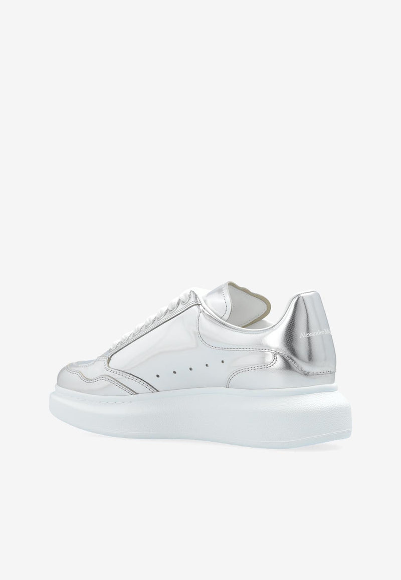 Alexander McQueen Oversized Metallic Low-Top Sneakers Silver 758982 WIFX0-8100