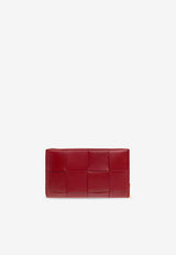 Bottega Veneta Cassette Intreccio Leather Zip-Around Wallet Dark Red 750259 VCQC8-6336