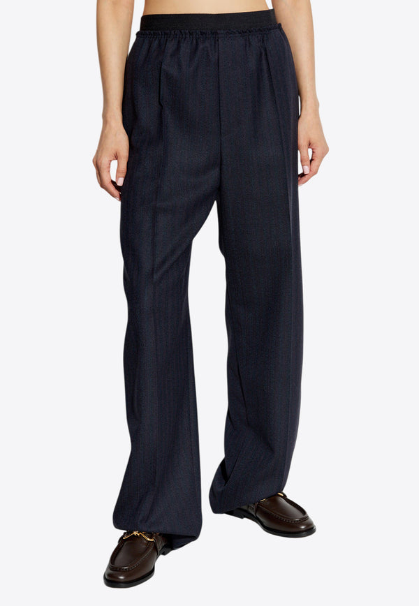 Bottega Veneta Wide-Leg Wool Striped Pants Blue 792942 V36K0-1155