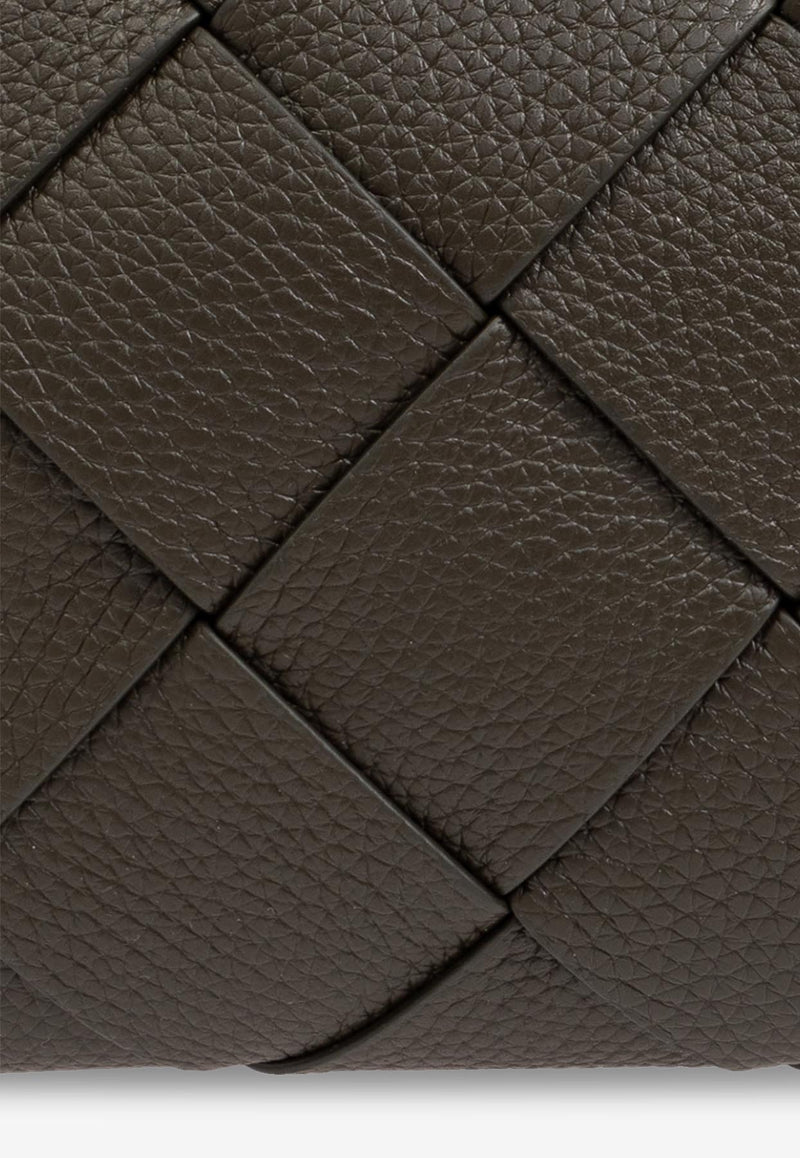 Bottega Veneta Medium Diago Intreccio Leather Pouch Bag Khaki 795119 V4FV1-3386